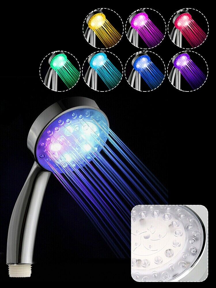 7-Color LED Shower Head — Water Powered Color Changing Shower