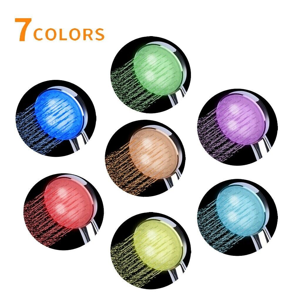 7-Color LED Shower Head — Water Powered Color Changing Shower
