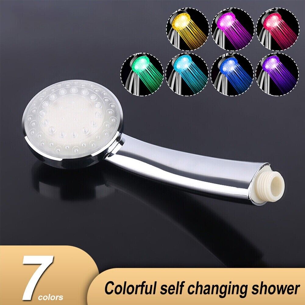 7-Color LED Shower Head — Water Powered Color Changing Shower