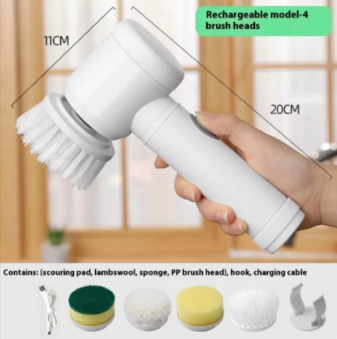 Handheld Electric Cleaning Brush — Multi-Surface Scrubber Kit